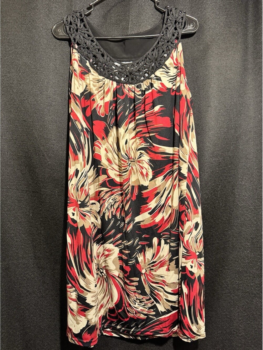 Vintage Another Thyme Woman 14W Floral Crochet Neck Sleeveless Plus Size Dress